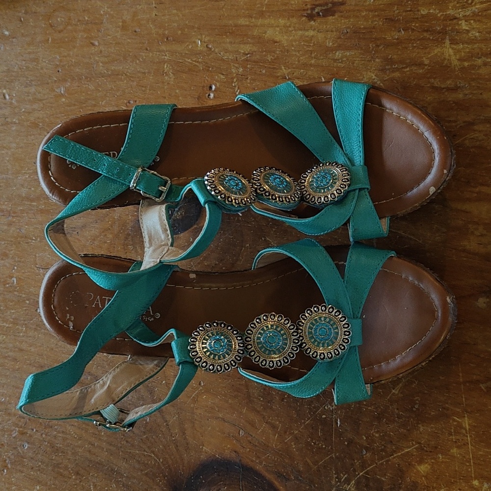 Teal wedges with medallions